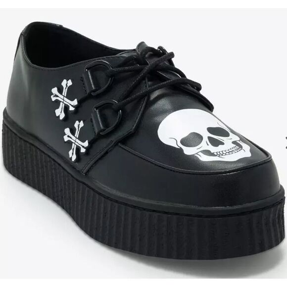 Hot Topic Strange Cvlt Black Skull Creepers Size 6 New - Picture 1 of 6